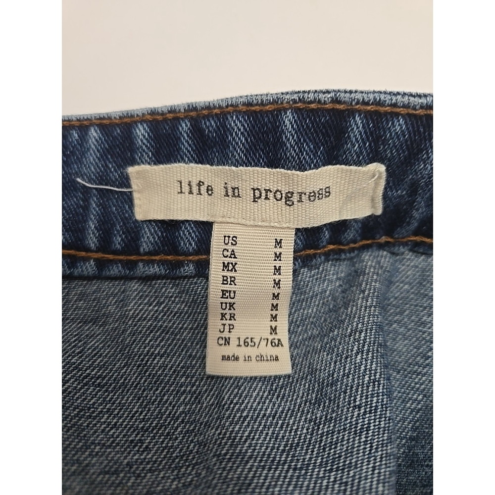 Life in Progress M Denim A-Line Mini Skirt Button Front Blue Cotton Casual - Picture 5 of 7